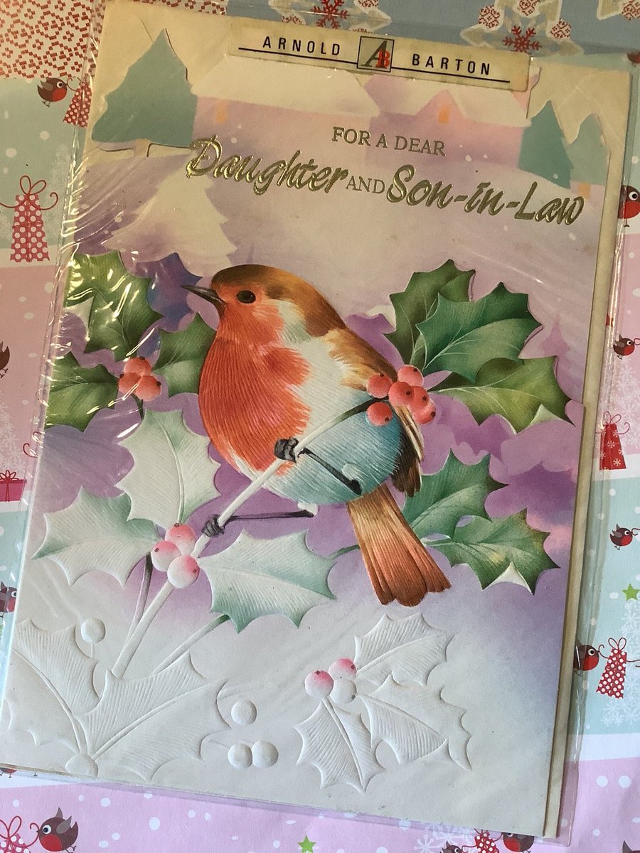 WatsonsVintage's tweet photo. ONLY ONE AVAILABLE at just £3.00 in my #etsyshop Vintage/Retro Circa 1980s 'For A Dear Daughter and Son-In-Law’ Christmas Card Sweet Robin & Holly Design and Simple Greeting -Nostalgic Card https://t.co/nf1JSHbUCP #Vintage #ChristmasCard #DaughterAndSonInLaw #RobinDesign #Retro https://t.co/TKYEz14C1m