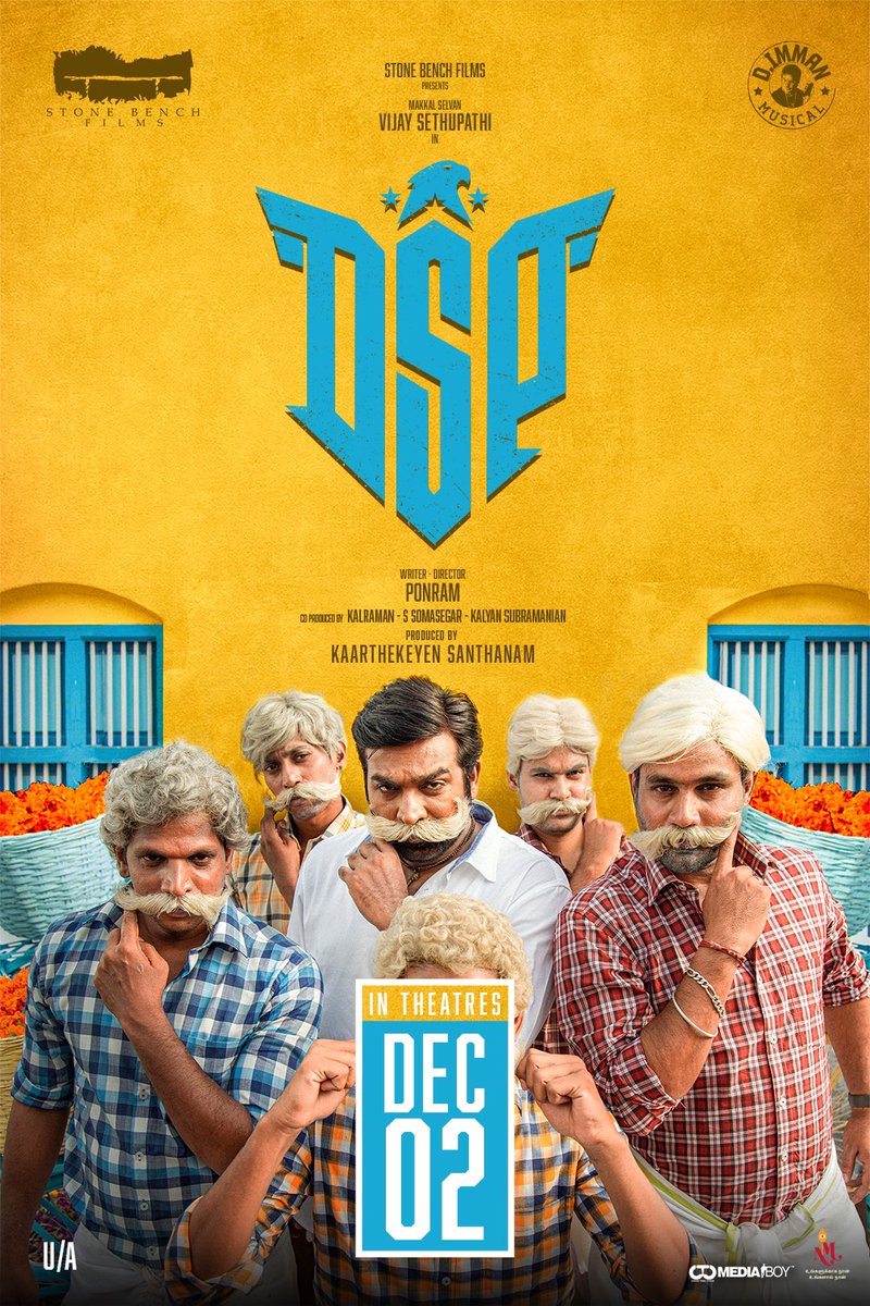 VijaySethuOffl's tweet photo. #DSP is certified U/A &amp; ready to strike theatres on Dec 2nd. 
#DSPonDec2nd

A @ponramvvs directorial
A @immancomposer musical 
A @stonebenchers production
 
@karthiksubbaraj  @kaarthekeyens @kalyanshankar @anukreethy_vas  @vivekharshan @Venkatesh7888 @dineshkrishnanb @Veerasamar https://t.co/uuBHV9mttZ