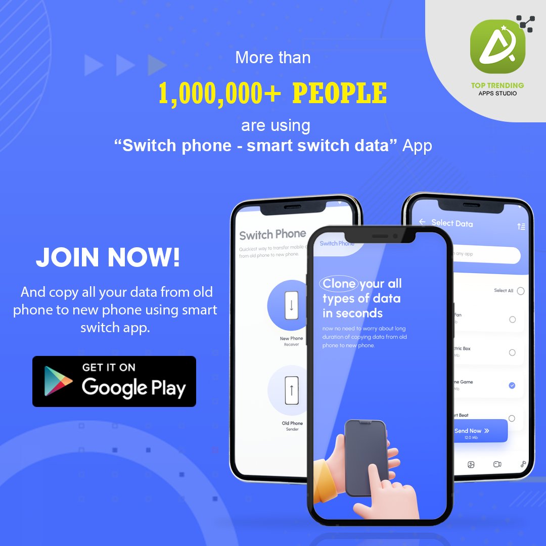 Unveiling: Switch Phone - Smart Mobile Data" Transfer app. Fastest, easy-to-use cloning software, makes your tiresome journey of data transfer stress-free. Watch Demo at:
youtube.com/watch?v=Ci9TVD…

#smartswitch #switchphones #toptrendingapp #Dreamers2022 #phoneclone #transferdata