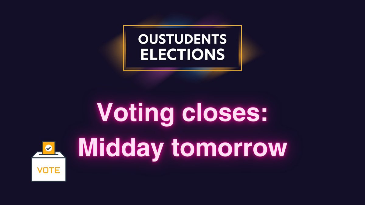 Voting in the Student Leadership by-elections closes at midday tomorrow. Run, don't walk to cast your vote now! 👉cesvotes.com/ousabyelection

Voting allows you to hold the elected officers to account should you disagree with any decisions throughout the year.
