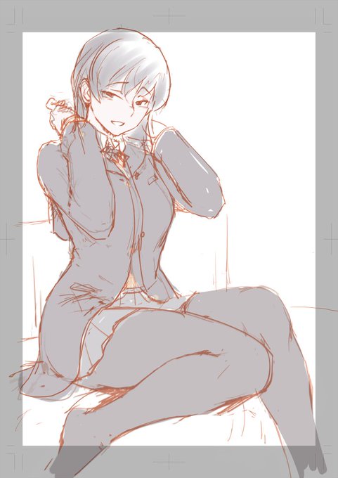 冬コミ塚原先輩本の表紙ボツ案です。ちょっとおとなしすぎるから、もっとこうリビドい感じのB案に。今回後半は髪下ろして。タイツどうしようかな。脱がしたらやっぱり被るよね、なやましいところ。 