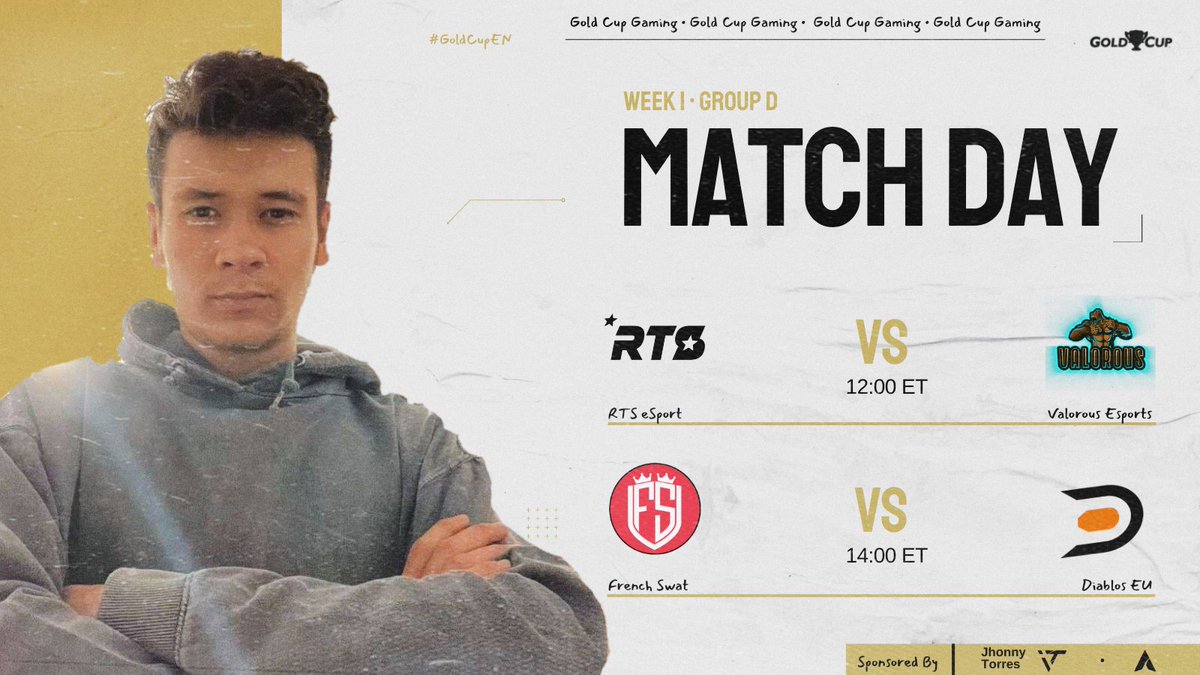 ⚔️ MATCHDAY

Last day of week 1

MATCH 1
[🇯🇵] @RTS_APAC 🆚 <a href="/Valorous_CR/">Valorous</a> [🇬🇧]
🕛 • 12:00 (ET)

MATCH 2
[🇨🇵] <a href="/French_Swat/">French Swat</a> 🆚 <a href="/DiablosEU/">Diablos EU</a> [🇪🇦]
🕛 • 14:00 (ET)

#GoldCupEN
