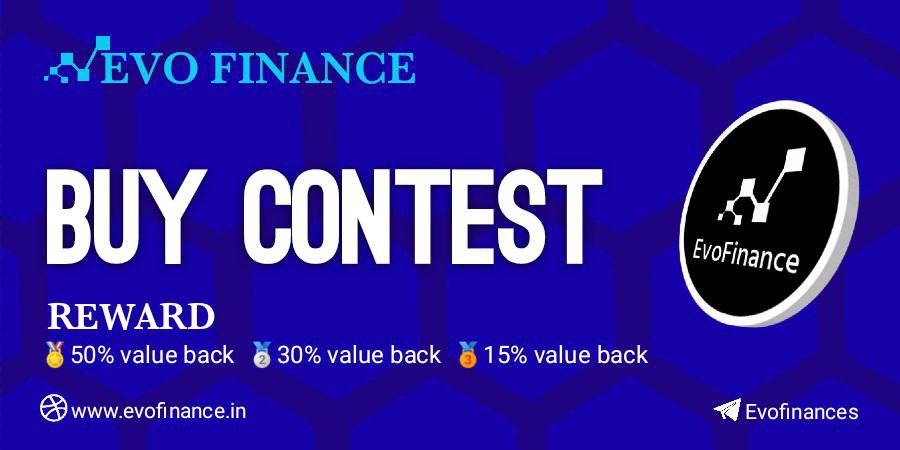 Hello Evoians.
Buy contest Time🚨
Starts : 2022/11/20
Ends : 2022/11/23

Top 1 🏅 gets 50% value back

Top 2 🥈 gets 30% value back

Top 3🥉 gets 15% value back

Random buy:Winner will be selected 
Reward: 50% value back

Rewards will be in Evo...

<a href="/bitgertbrise/">Bitgert - $BRISE</a> 

#BITGERT #buy