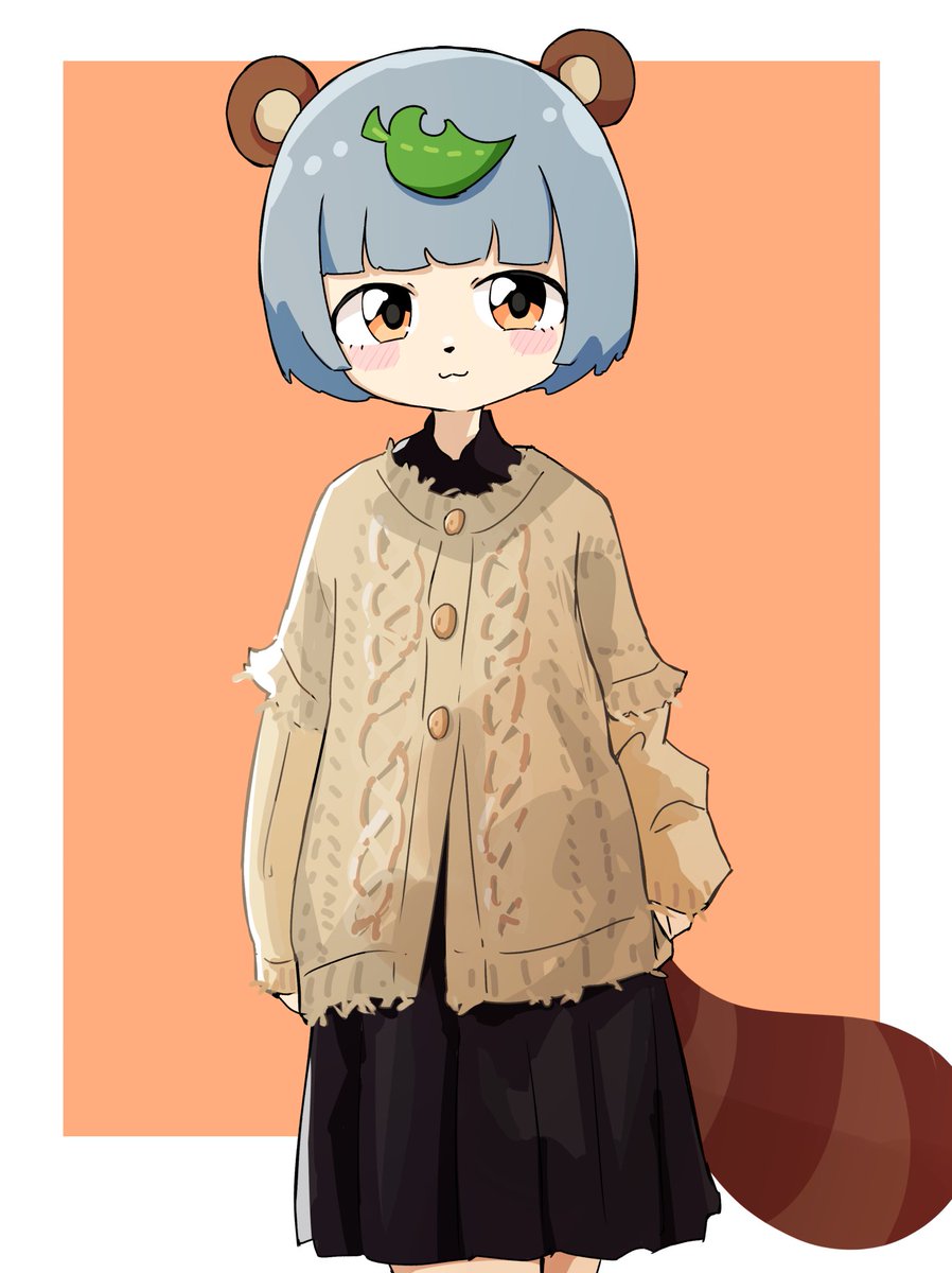 1girl solo animal ears skirt raccoon tail raccoon ears tail  illustration images