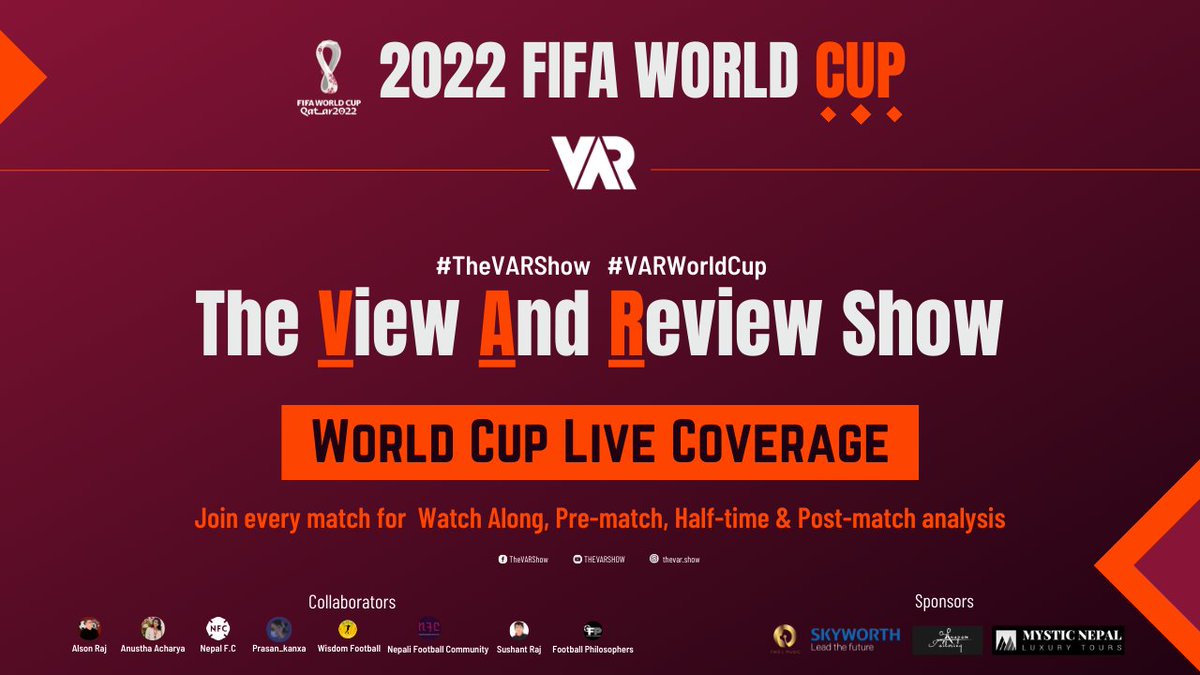TheVARShow1's tweet photo. The VAR Show grand Collaboration World Cup  Live Coverage . 

Join us everyday for watch along, pre-game, half-time and post game analysis.

#thevarshow 
#skyworth 
#leadthefuture 
#varworldcup https://t.co/ydLgueAC70