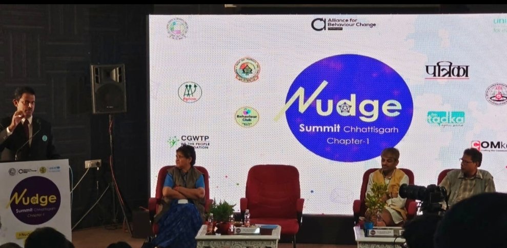 ⏺️ If all 300 million families in India adopt 10 critical behaviours, it will reduce rates on child death, malnutrition &amp; diseases.

⏺️ We need to find nudges to promote positive behaviours in family &amp; community

⏺️ First conclave on nudge  by <a href="/ChhattisgarhABC/">Alliance for Behaviour Change, Chhattisgarh</a> 

<a href="/UNICEFIndia/">UNICEF India</a>