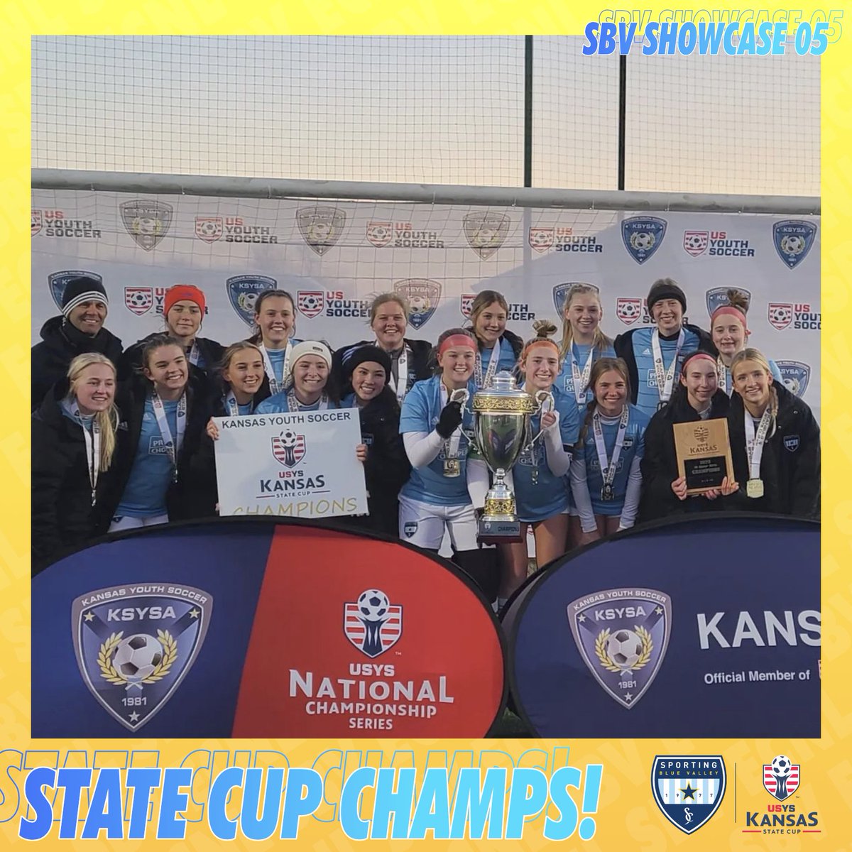 SPORTINGBV's tweet photo. BACK 2 BACK STATE CUP CHAMPS!

Congratulations to our SBV Showcase 05 ladies and coach Tom Mura on an incredible 3-0 win yesterday in the Kansas State Cup Final.

Fantastic job, ladies!

#Sporting #BV
📸: Claire Ain, Showcase 05 https://t.co/ayAdTgHCSG