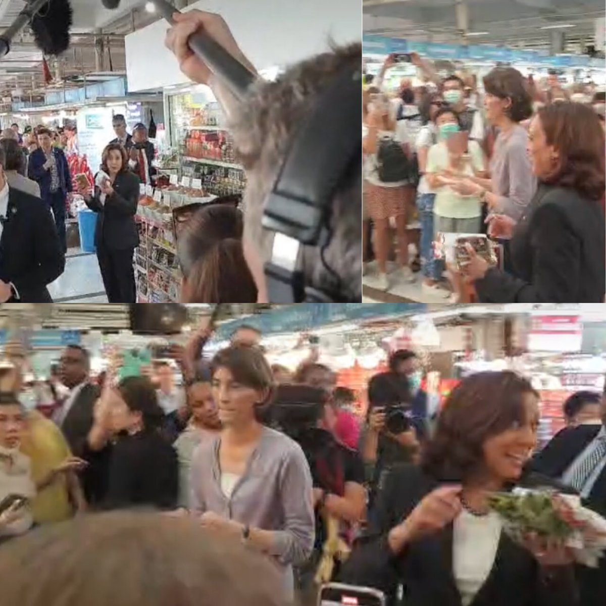 Skyboyz15's tweet image. ตลาด อตก. แตก ‼️
กมลา แฮร์ริส รองประธานาธิบดีสหรัฐ โผล่ที่ ตลาด อตก. แบบเซอร์ไพรส์ 
ซื้อ “พริกแกงเขียวหวาน”
📱ภาพจากคลิป TNN World
#เอเปค2565 #APEC2022
#APEC2022THAILAND #USA