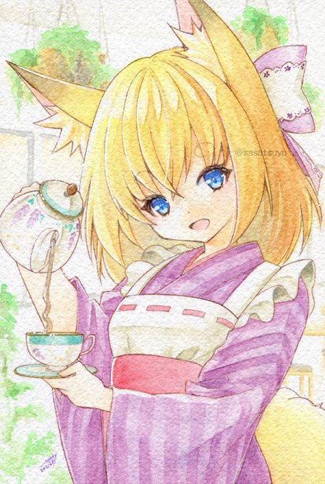 「blonde hair pouring」 illustration images(Latest)