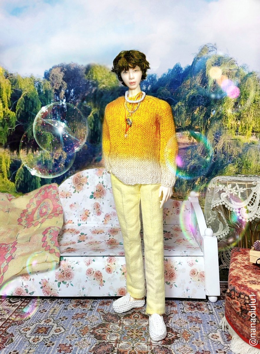 nanaolulu1's tweet photo. #JIN #TheAstronaut #JinXColdplay #방탄소년단진 @bts_twt

*knit :@7266 
*wig: @ar_knownee
*repainting : 연필장인 한다스님 https://t.co/B3dmfPwYH1