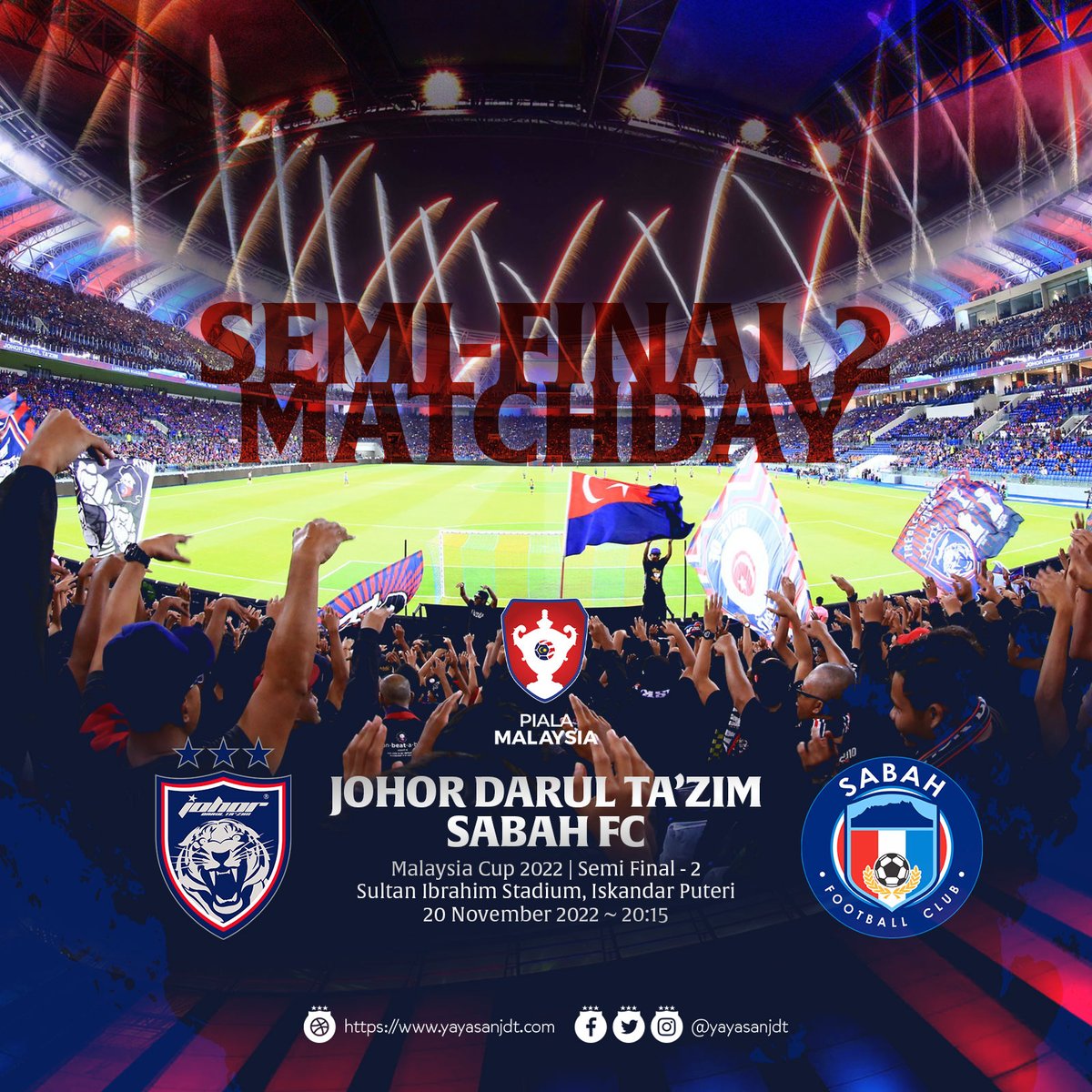 GOOD LUCK TEAM! SEPARUH AKHIR KE-2 PIALA MALAYSIA 2022

Ayuh JDT, bawa kemenangan untuk pentas Akhir.

⚽ Johor Darul Ta’zim vs Sabah FC
🏟 Stadium Sultan Ibrahim
🕘 20:15

#JDTvSBH
#PialaMalaysia2022
#YayasanJDT