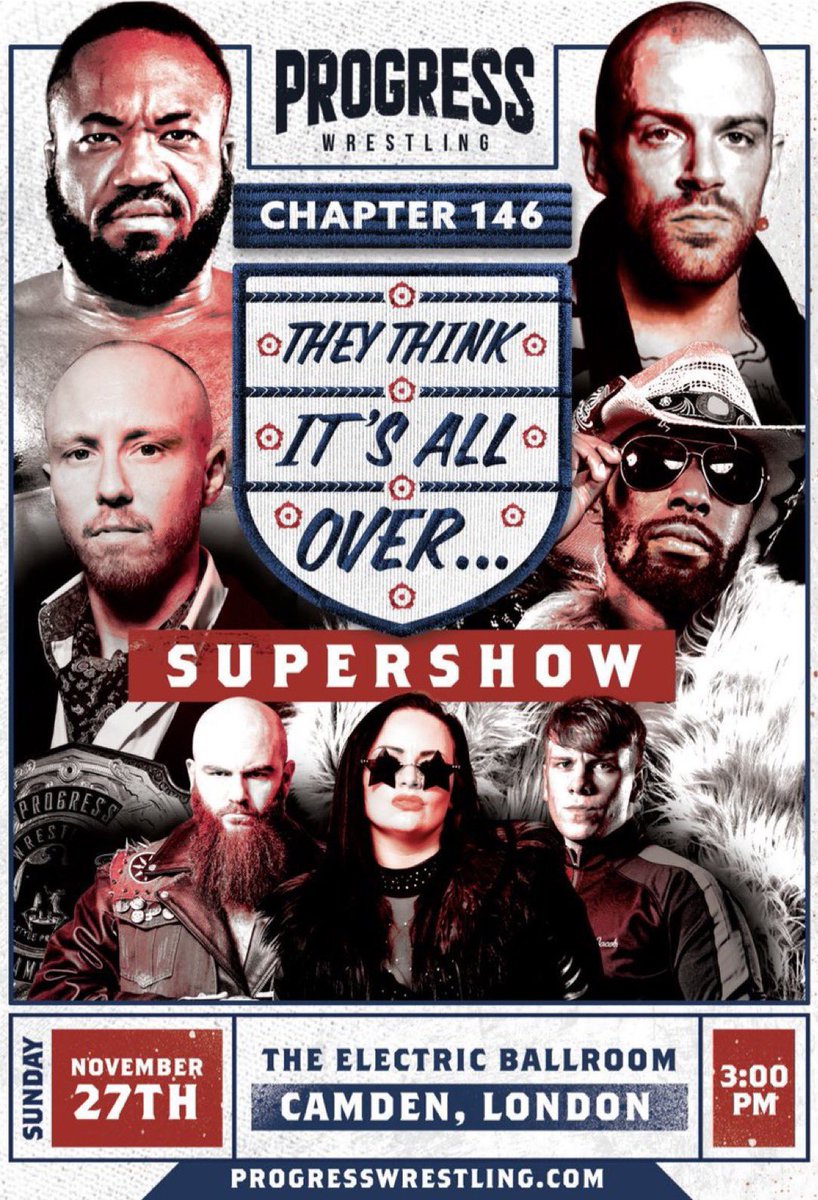 jrg1990's tweet photo. 1 week til @ThisIs_Progress #TheyThinkItsAllOver!
Crowley v Elijah
Sanity (Damo/Tischer) v Ridgeway/Jacobs
Mambo v Lykos - Hair V Mask
#NPS8 Final
Dereiss v Cheeseburger
Kanji v Lana
Spike v Gresham
All that and much more for this epic Supershow!
ποΈ https://t.co/G8ofTDOg3v https://t.co/4PvQ0IEBkZ