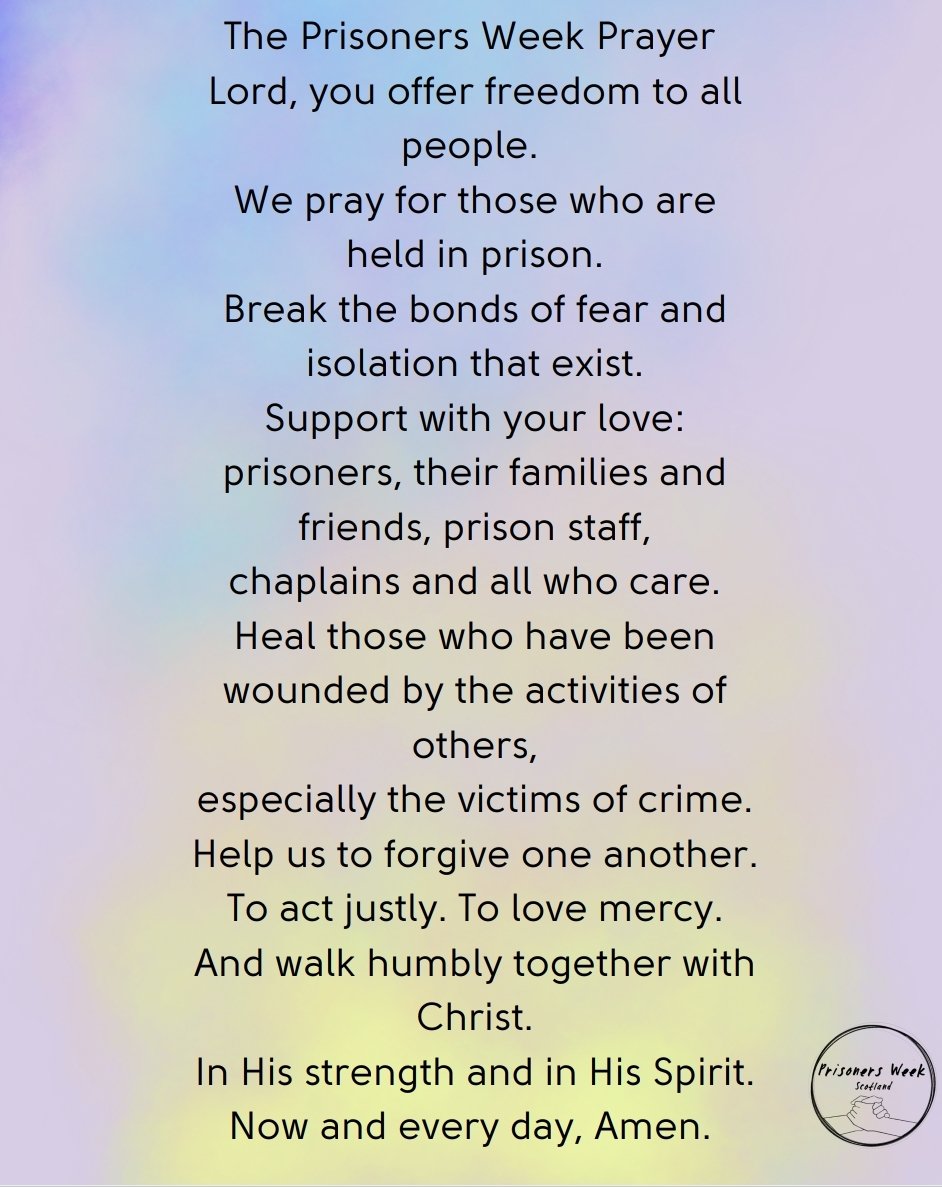 Prisoners Week starts today in Scotland. This is a prayer we invite you to pray this week. ❤️🙏