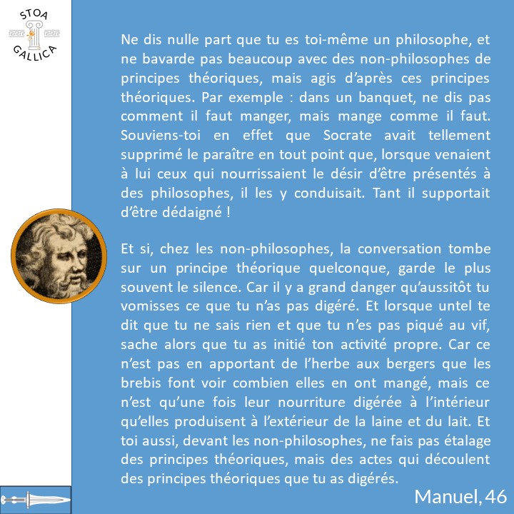 StoaGallica's tweet image. Epictète, Manuel, chapitre 46: devenir philosophe.
#lecturesuivie #Manuel #Epictète #stoïcisme #philosophie