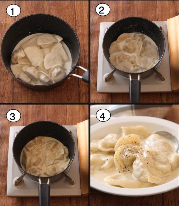 冷凍水餃子と牛乳で作るめちゃくちゃ旨いやつ。寒い時期におすすめ。