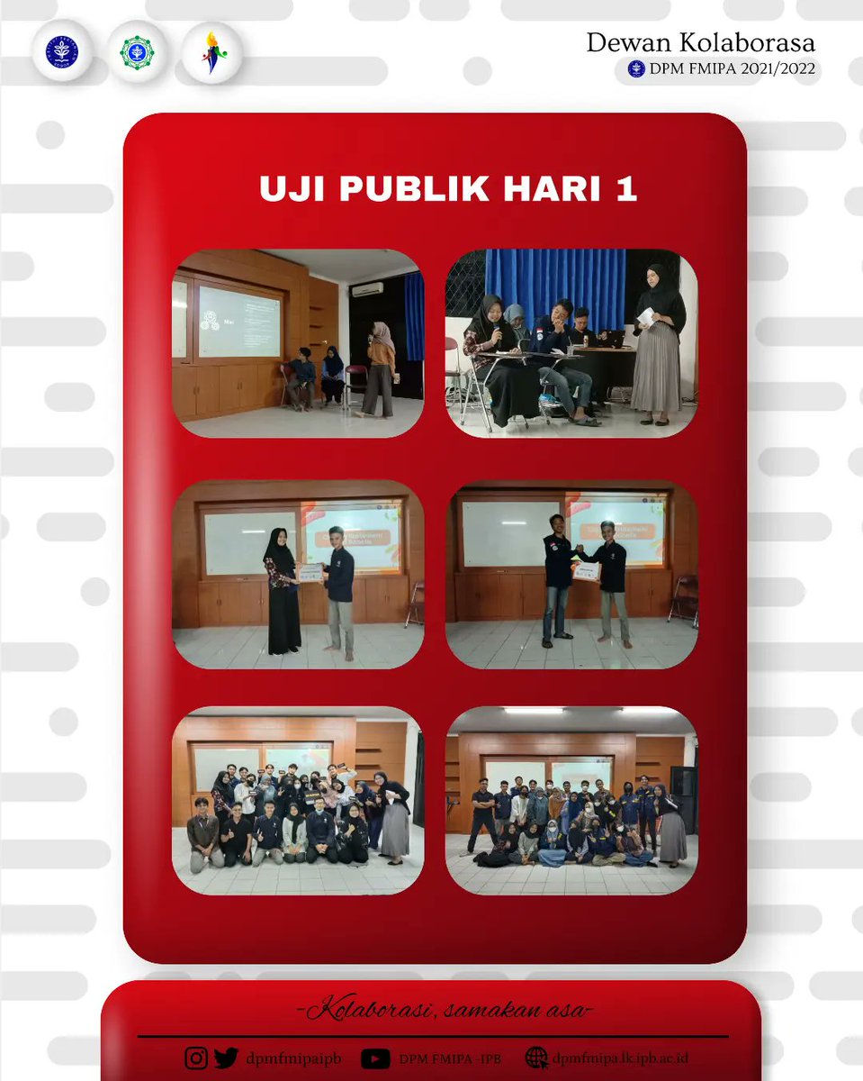 dpmfmipaipb's tweet photo. [PRESS RELEASE : UJI PUBLIK CALON ANGGOTA DPM FMIPA IPB 2022]

Telah dilaksanakan Uji Publik Calon Anggota DPM FMIPA IPB 2022 pada 15-17 November 2022 di RKU 1.02 FMIPA IPB.

Uji Publik berisi penyampaian Visi Misi yang dibawakan oleh Calon Anggota DPM FMIPA IPB. https://t.co/k6WiU6Ojww