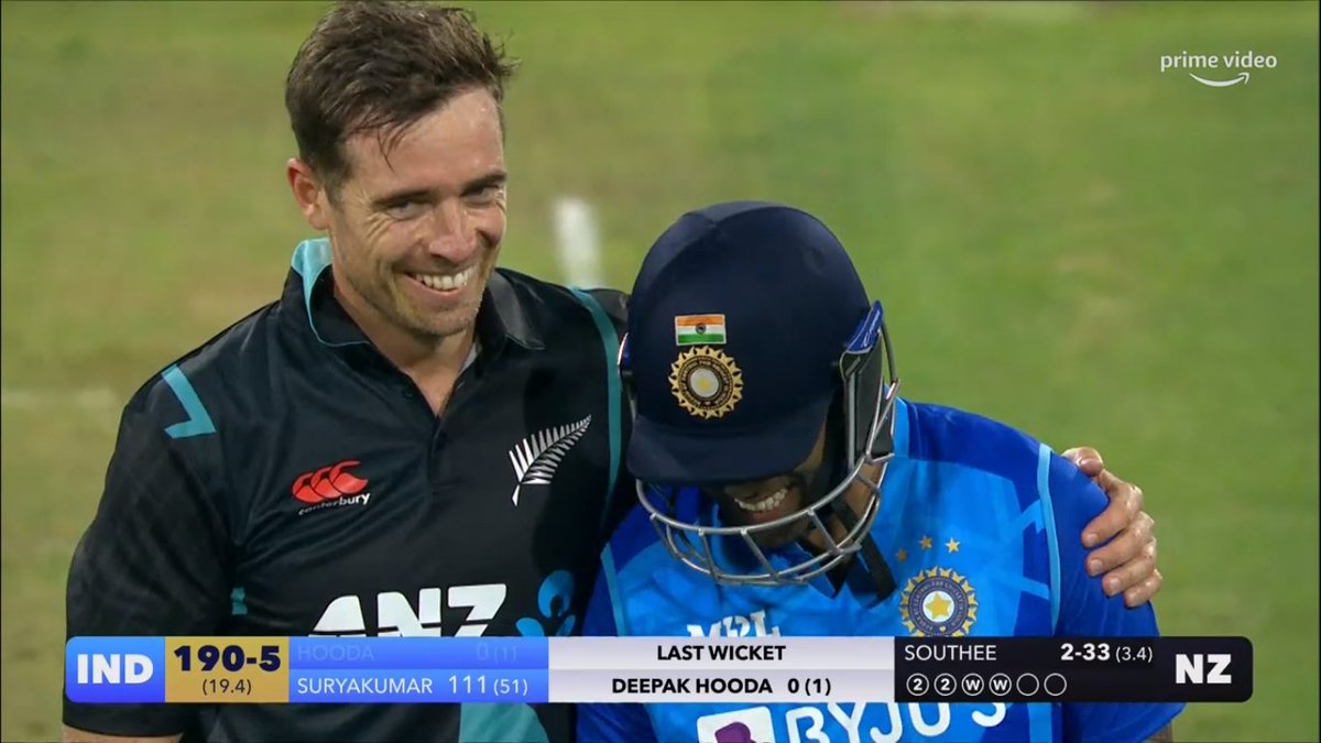 AkshatOM10's tweet photo. First ever t20 match where a batsman scored a century and bowler took an hat trick. 🤯

#timsouthee  #SuryakumarYadav https://t.co/LdVdetAF4G