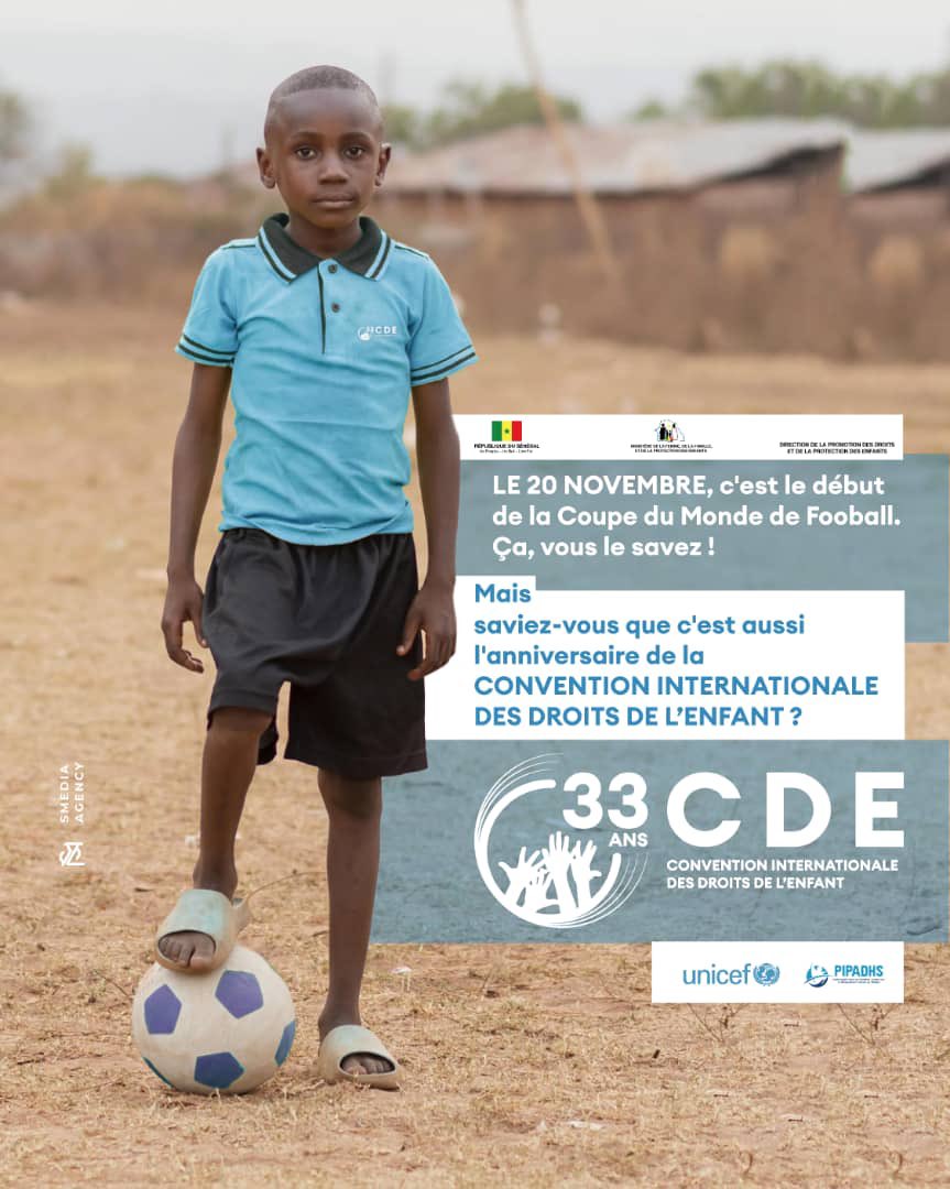 À l'occasion de ce 33e anniversaire de l'adoption de la Convention internationale des Droits de l'enfant, j'invite les communautés au Sénégal et en Afrique à s'engager davantage dans le combat pour le bien-être des enfants. Bonne fête à tous les enfants du monde!
