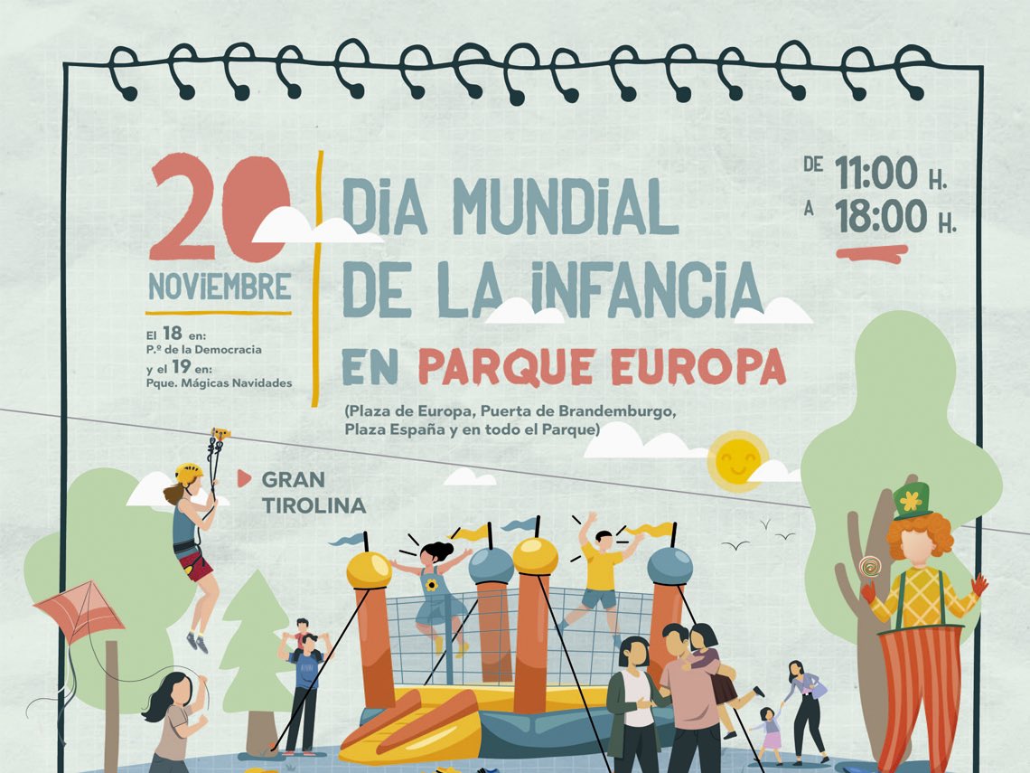 Celebramos hoy el #DiaMundialdelaInfancia en el Parque Europa de #TorrejóndeArdoz con actividades dirigidas a los más pequeños desde las 11:00 hasta las 18:00 horas con el objetivo de dar visibilidad a los derechos y valores contemplados en la Convención de los Derechos del Niño.