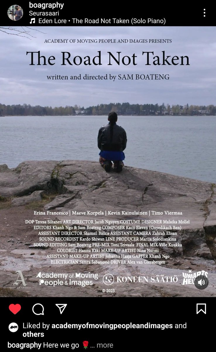 Premieres tomorrow on the big screen at BIO REX, Helsinki. 🥳

#Helsinki #biorex 
<a href="/AcademyofMPI/">Academy of Moving People & Images</a>