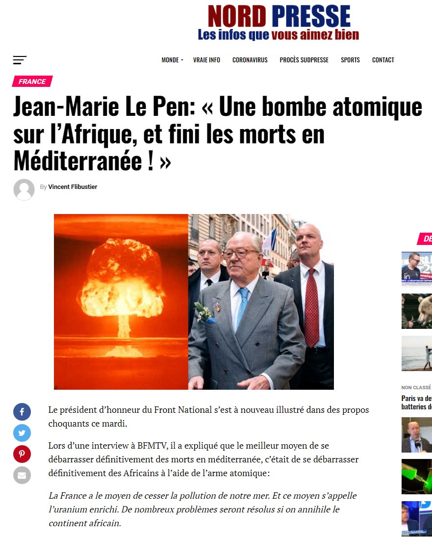 Il y a 7 ans aujourd'hui, Jean-Marie Le Pen annonçait déposer plainte contre moi... Je vous raconte, c'est croustillant parce que j'ai pas été condamné... Mais une personne l'a été à ma place👇