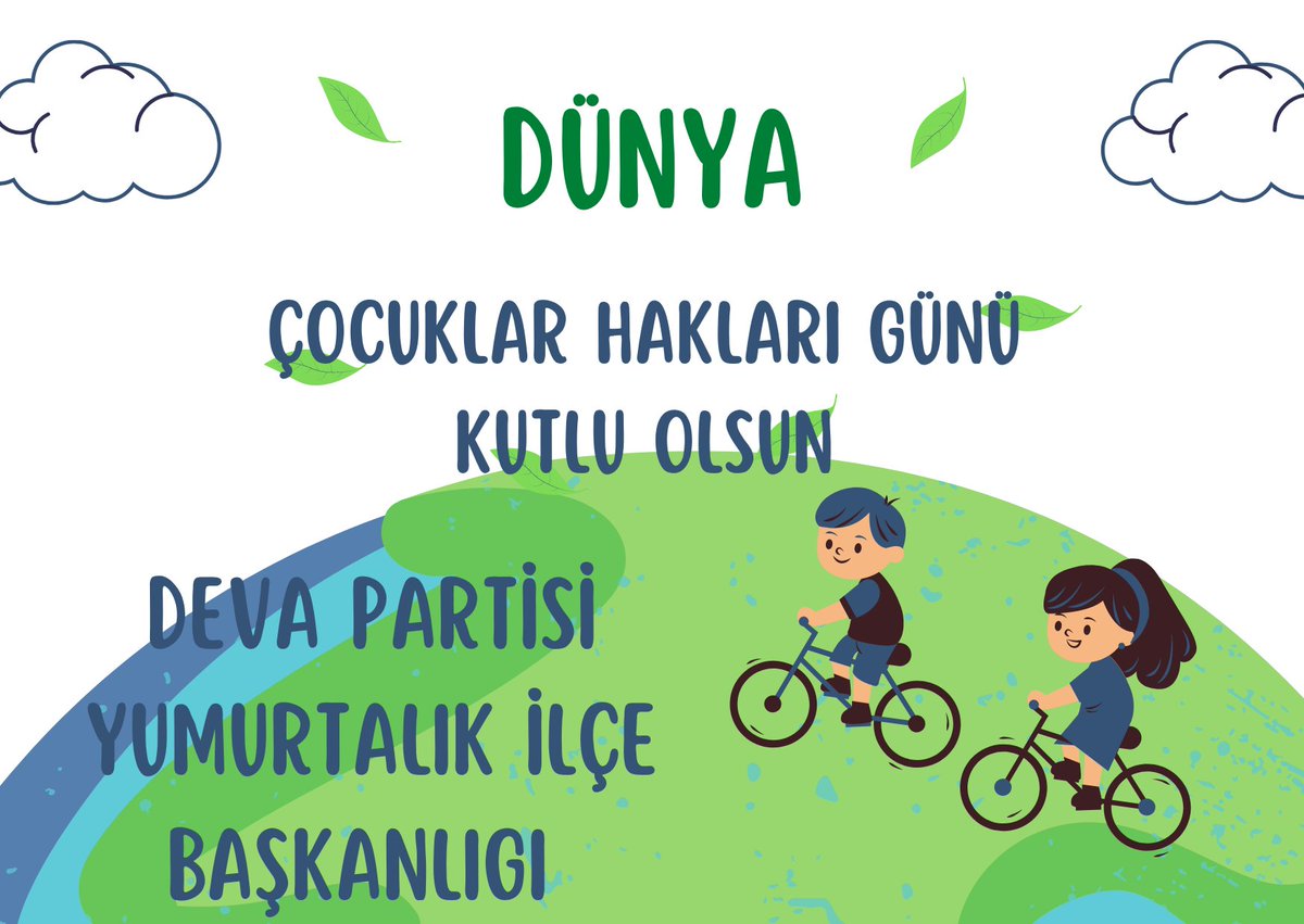 DÜNYA ÇOCUK HAKLARI GÜNÜ 

Gelecegimizin teminatları, gözlerimizin nurları, evlatlarımızın, çocuklarımızın; DÜNYA ÇOCUK HAKLARI GÜNÜ  kutlu olsun.

 Deva Partisi Yumurtalık ilçe Başkanlığı. <a href="/EsraOruc0/">Esra Oruç</a> <a href="/elifseymatepeli/">Elif Şeyma TEPELİ</a> <a href="/Velikirkiz/">Veli</a>