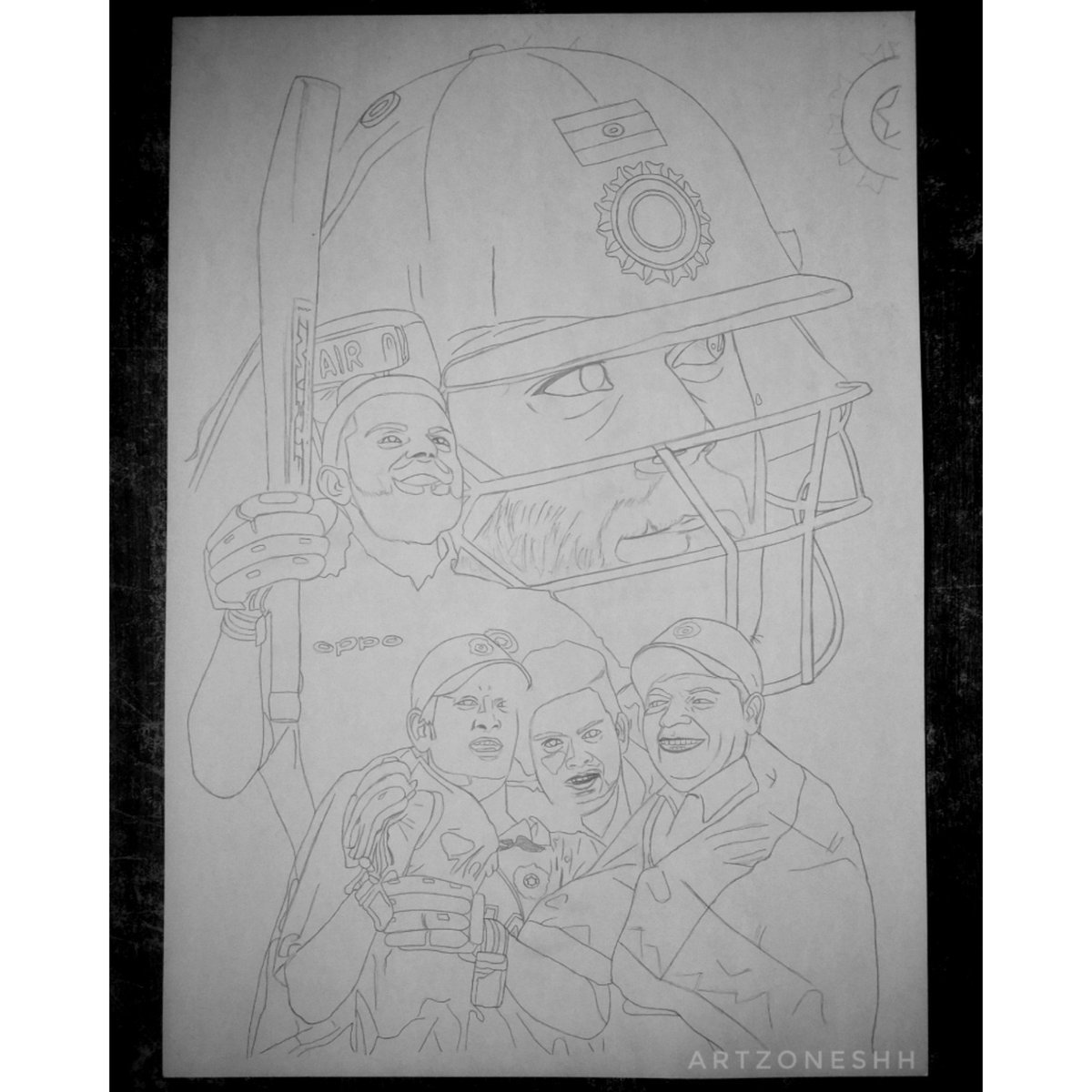artzoneshh's tweet photo. It takes a Lot of Time to make this Sketch.@imVkohli with His Father and @msdhoni his Brother from Another Mother.
I wish it reaches to him🤞💫
IG Link👇
https://t.co/sE0K6MosEz
RETWEET IT ✍️
#ViratKohli #MSDhoni #msd #mahirat #Papa #love #sketch #KingKohli  #emotional https://t.co/q5jclS6MWX