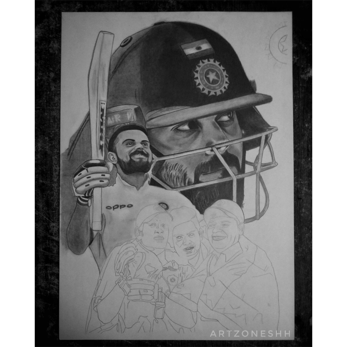 artzoneshh's tweet photo. It takes a Lot of Time to make this Sketch.@imVkohli with His Father and @msdhoni his Brother from Another Mother.
I wish it reaches to him🤞💫
IG Link👇
https://t.co/sE0K6MosEz
RETWEET IT ✍️
#ViratKohli #MSDhoni #msd #mahirat #Papa #love #sketch #KingKohli  #emotional https://t.co/q5jclS6MWX