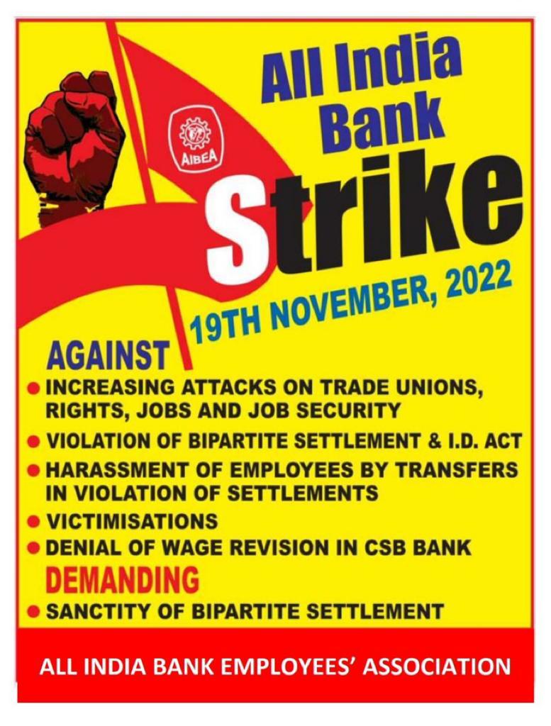 vasanthkiran's tweet photo. 19th November - BANK$'s $TRIKE
Against .. 

violation of BP Settlement
-to protect bilateralism
-abide by ID Act
-to protect labour rights
-collective bargaining etc https://t.co/eu05H4iV2h