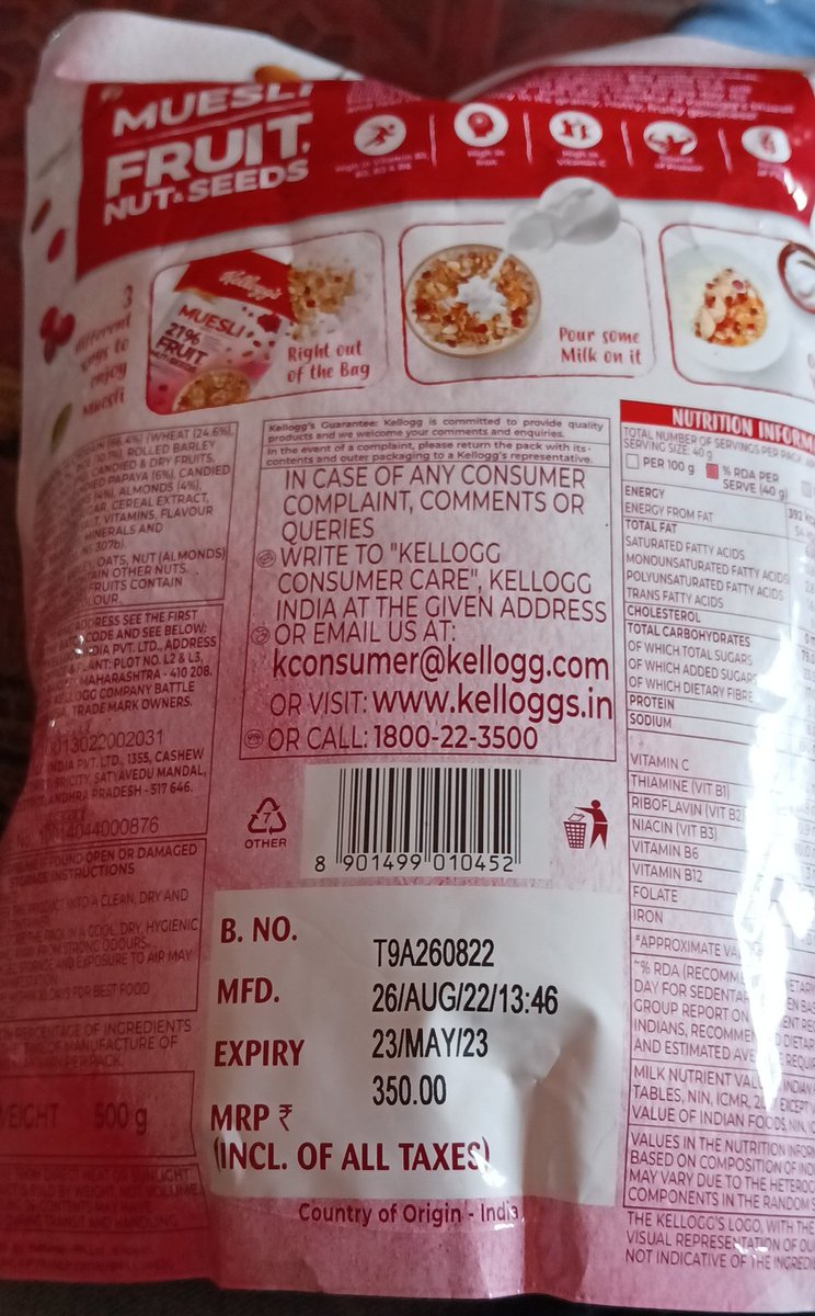 harsh71653's tweet photo. @KelloggsCareers @KelloggsIndia @KelloggCompany @fssaiindia Are you joking with your products , I have purchased kelloggs muesli and in this packet the are so many earthworms and ants https://t.co/rTDU82KgxY