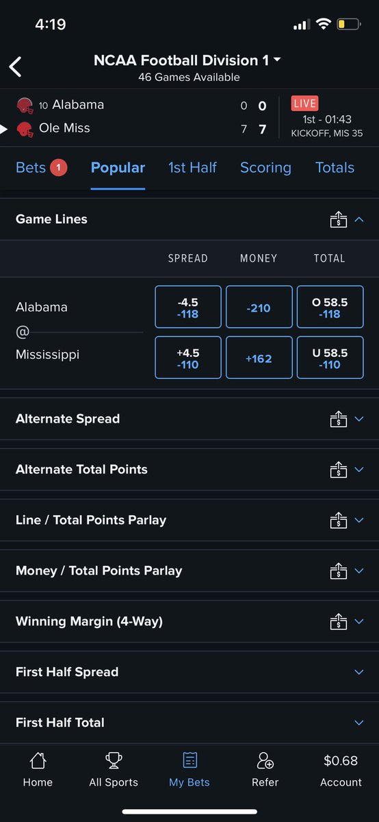 crory11's tweet photo. ⁦@FDSportsbook⁩ ⁦⁦only one team with a ranking here. Both teams top 25 in all polls.  What’s happening https://t.co/yYRbt2RNbn