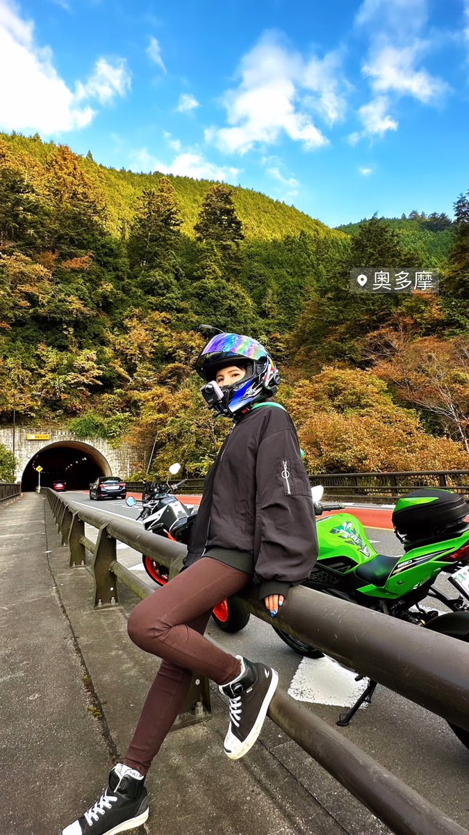 ryouennn's tweet photo. 奥多摩紅葉ツー🍁
#バイク女子 #zx25r #ktm #kawasaki 
#ツーリング #バイク乗りの日常 https://t.co/CUFLA4NAia