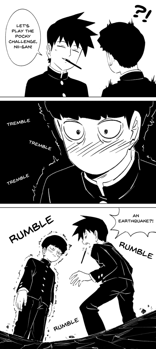 Shigeo and ritsu try the pocky challenge. The keyword is TRY here 