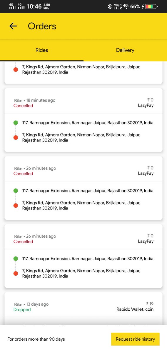ItsSonu2002's tweet photo. Hello @rapidobikeapp I'm dissatisfied with your service. Bcoz rider boy has canceled my three rides this morning.That too because I was paying him online and he was demanding cash payment from me. It has become their wish these days! One more thing we have full right how we pay. https://t.co/D4ftBa3whf