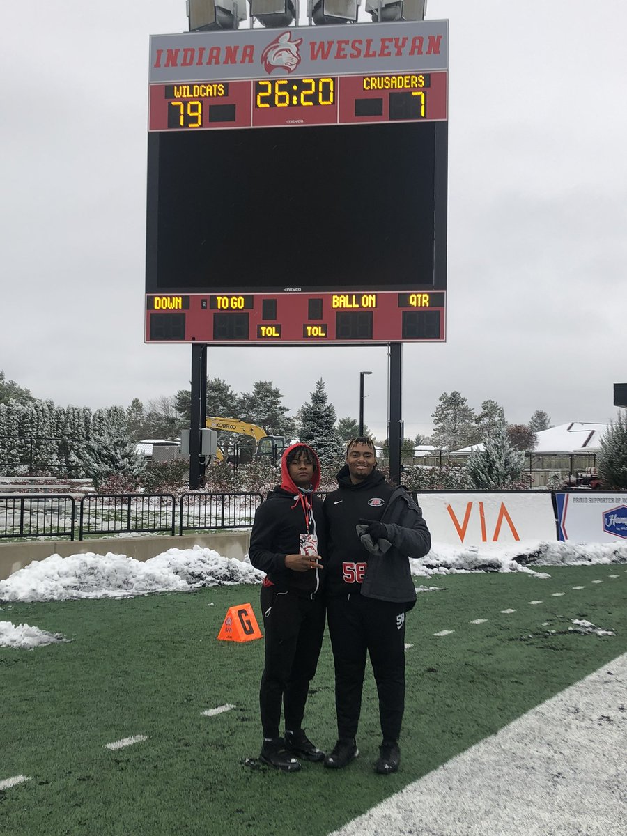 JaydenP54's tweet photo. Ha great time at @IndWesleyan_FB  score board says it all🫣 appreciate the invite coach @CoachDHern looking forward to building a relationship#Go wildcats! https://t.co/jiX2JFrsaA