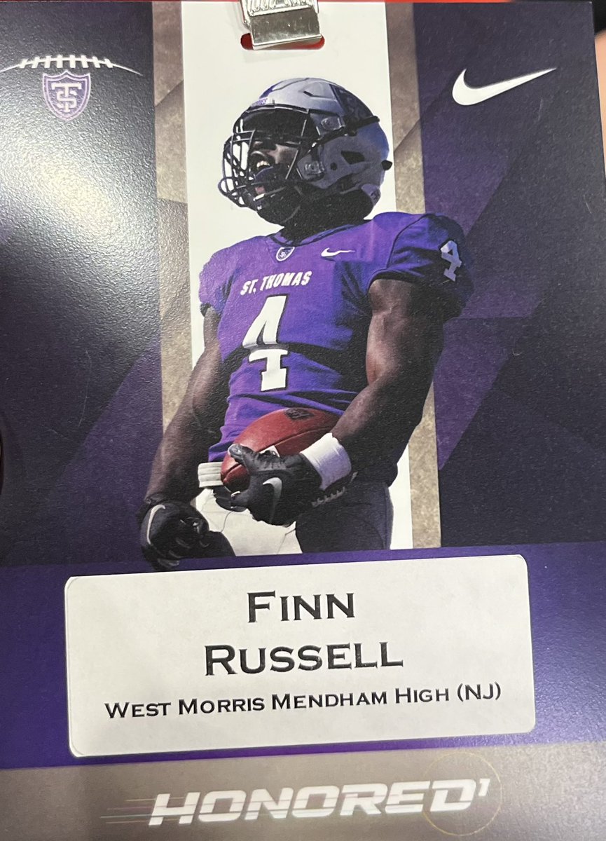 FinnRussell52's tweet photo. Had an amazing gameday visit to @UST_Football today. Thank you for the invite @Coach_WatkinsST @Coach_Caruso @douglichten @kuchinski8 @CoachGrayvold @OLine_TEK https://t.co/gCst2A74hT