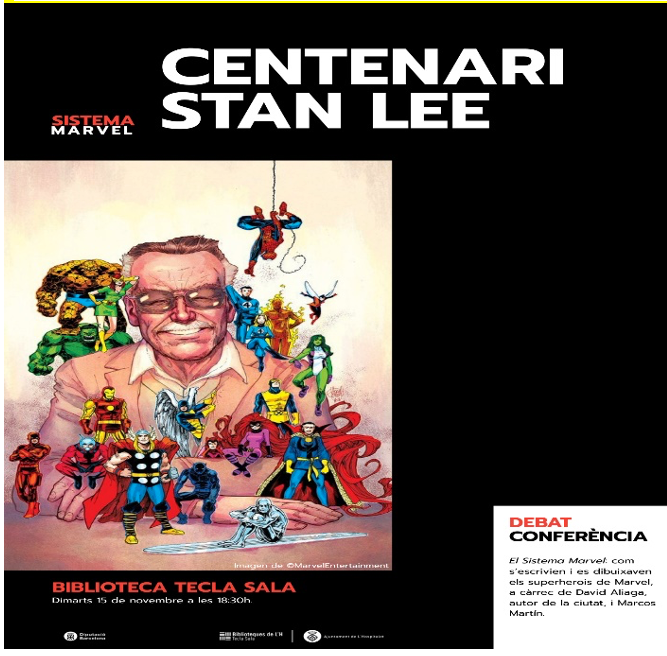 Conferència“El Sistema Marvel: com s’escrivien i es dibuixaven els superherois de Marvel” a càrrec de David Aliaga i Marcos Martín. Sala d'actes de la biblioteca Tecla Sala, dimarts 17, 18,30h padlet.com/elpassadisct/e…