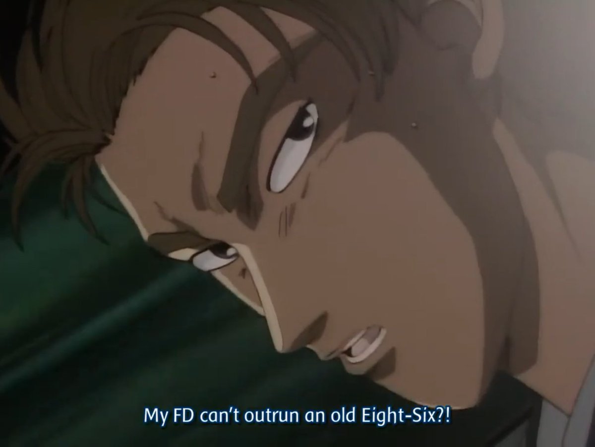 tfIsmail's tweet photo. "My FD can't outrun an old Eight-Six? Is this some sort of nightmare?" #InitialD https://t.co/bJswrfkHRp