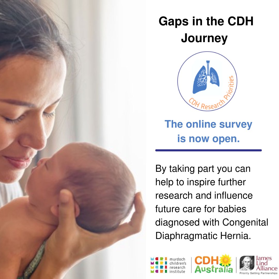 GAPS IN THE CDH JOURNEY 🌻Survey link: redcap.link/CDHResearchPri…
If you have been affected by Congenital Diaphragmatic Hernia, you are invited to take part in the survey. If you are a medical professional involved in the care of CDH patients, we want to know your thoughts too.