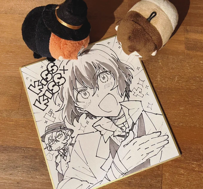 色紙こんなの!そのとき頒布する本の絵だから今度はもし付きとか大作戦とか猫さんかな 