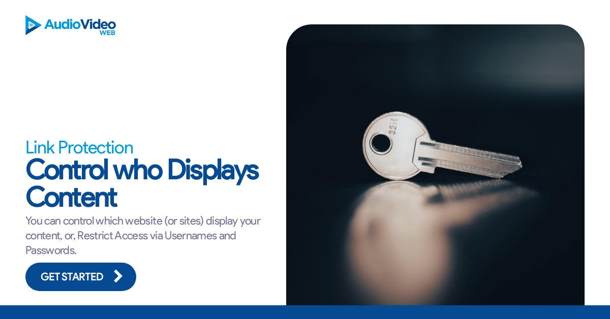 Avwebstreaming's tweet image. Secure the links for your next Live Webcast. Stream with confidence that your content is accessible from the websites of your choice.

audiovideoweb.com/features-link-…