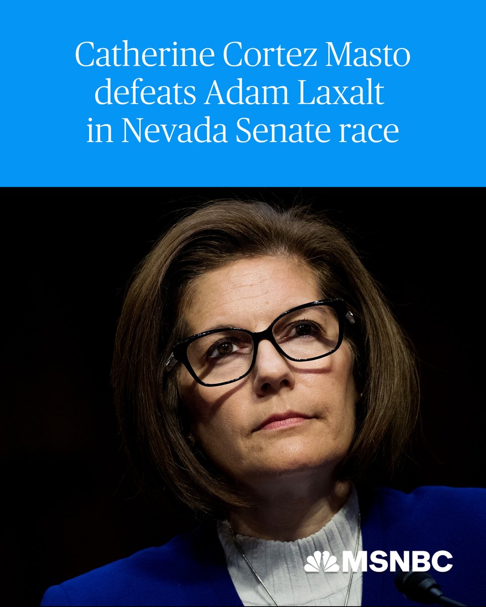 BREAKING: Democrat Sen. Catherine Cortez Masto wins re-election in Nevada, NBC News projects. on.msnbc.com/3O5Jr3h