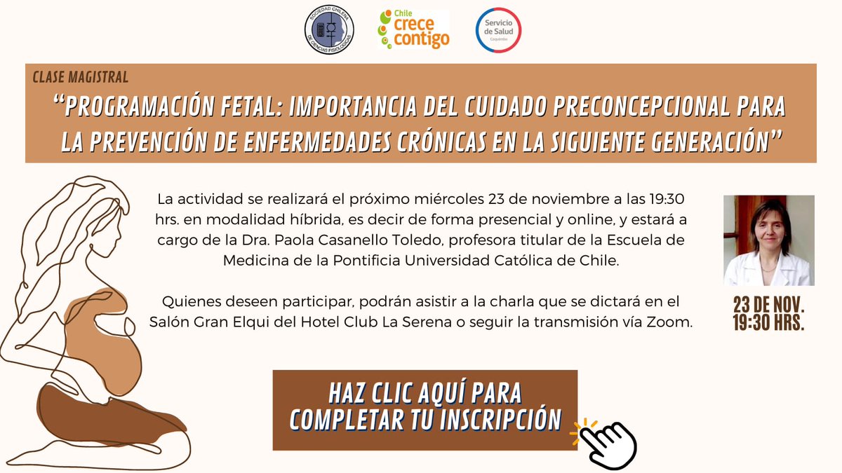 ¿Estás planificando un embarazo? ¿Trabajas en salud/ educación y quieres conocer los aspectos de la salud que las y los jóvenes en edad fértil deben considerar previo a un embarazo? ¿Quieres aprender de Programación Fetal?
Te invitamos a participar en esta actividad de difusión👇