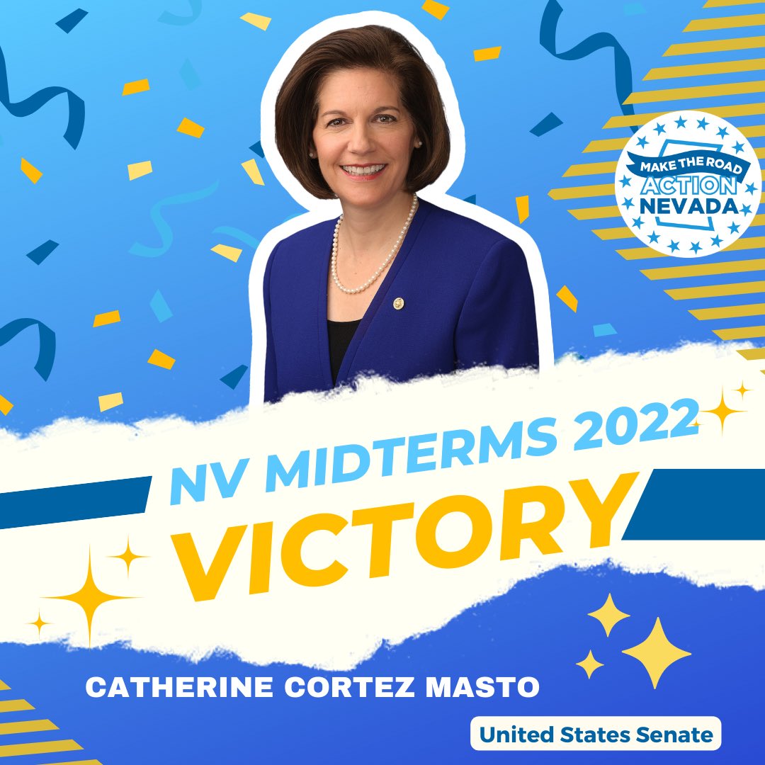 A MAJOR congratulations to our US Senate-elect, @CortezMasto on her VICTORY! We knocked on over 67,000 doors, made over 338,000 phone calls, + sent over 400,000 texts to ensure candidates like Cortez-Masto keep NV blue + help our comunidades thrive! #Midterms2022 #SiSePudo