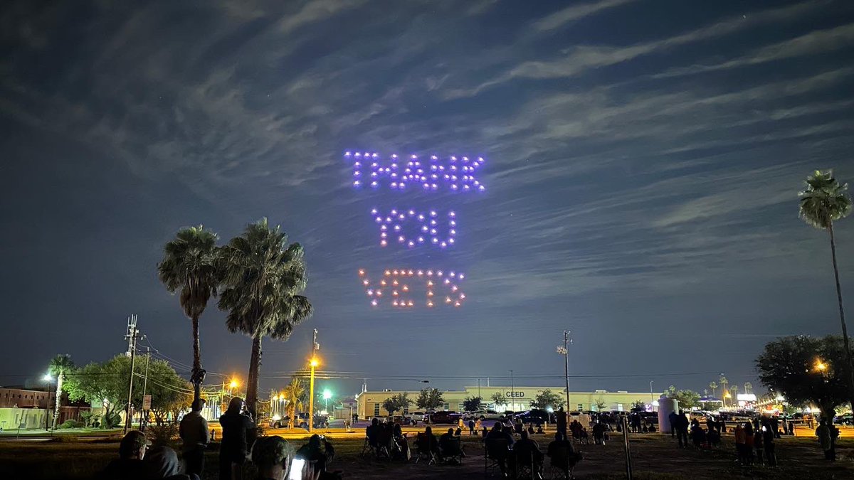 dculberson's tweet photo. Thank you @CityOfMissionTX and Go Mission Foundation for an amazing Patriotic Drone Show. https://t.co/9Wj27unV9z