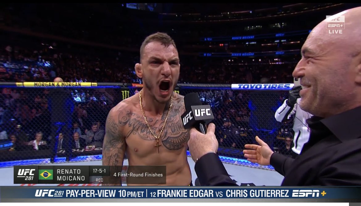 SpinninBackfist's tweet photo. Moicano mic moments >>>> #UFC281 https://t.co/xtQfSnumQd
