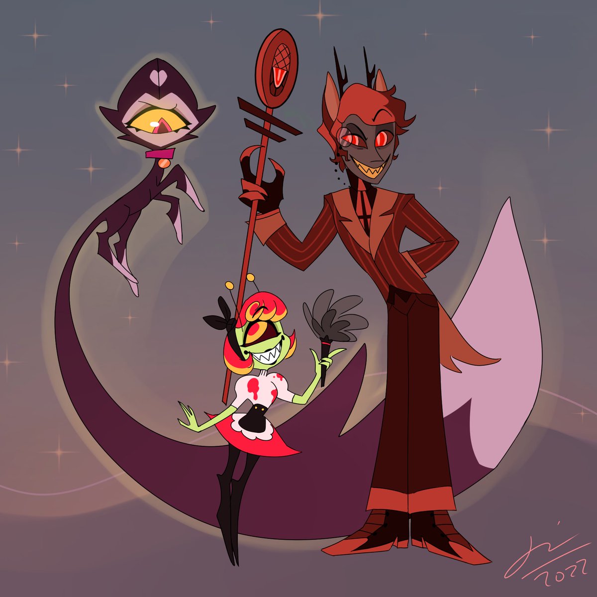 FatBotDraws's tweet photo. I didn't have the time to daily #redesignhazboss so here's the main #HazbinHotel cast with a different look! https://t.co/fajLu3pj2D