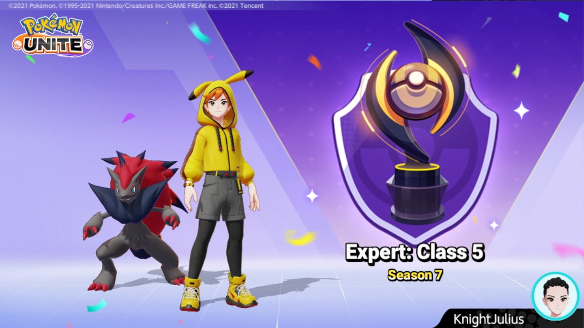 JulioAG053095's tweet photo. Expert Class 5 Rank Trophy! #Ranking #Expert #PokemonUNITE #NintendoSwitch https://t.co/5eV3sscHHm