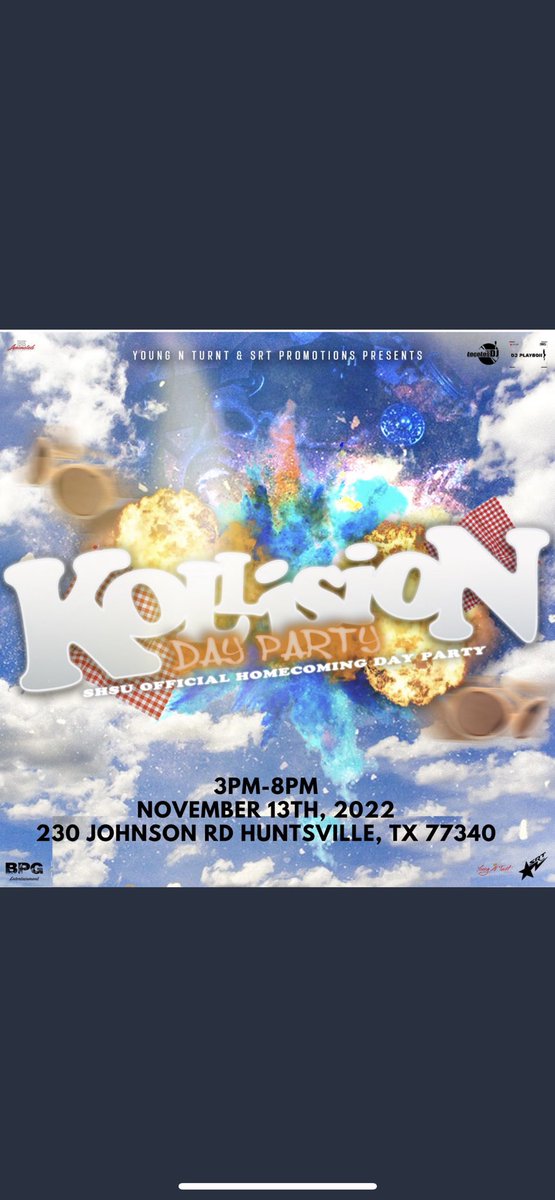 Myabwilliams's tweet photo. TOMORROW !! TOMORROW!! TOMORROW !! #KollisionDarty 

💥$5 DARTY💥 

FREE perso bottle of Punch for the first 50 people to arrive🤝😛 

@YoungNTurntP #SRTPROMOS @BPG_Prodigies 

Homecoming Starts Tomorrow🎉 #Shsuhoco2k22 https://t.co/JP0arrChve