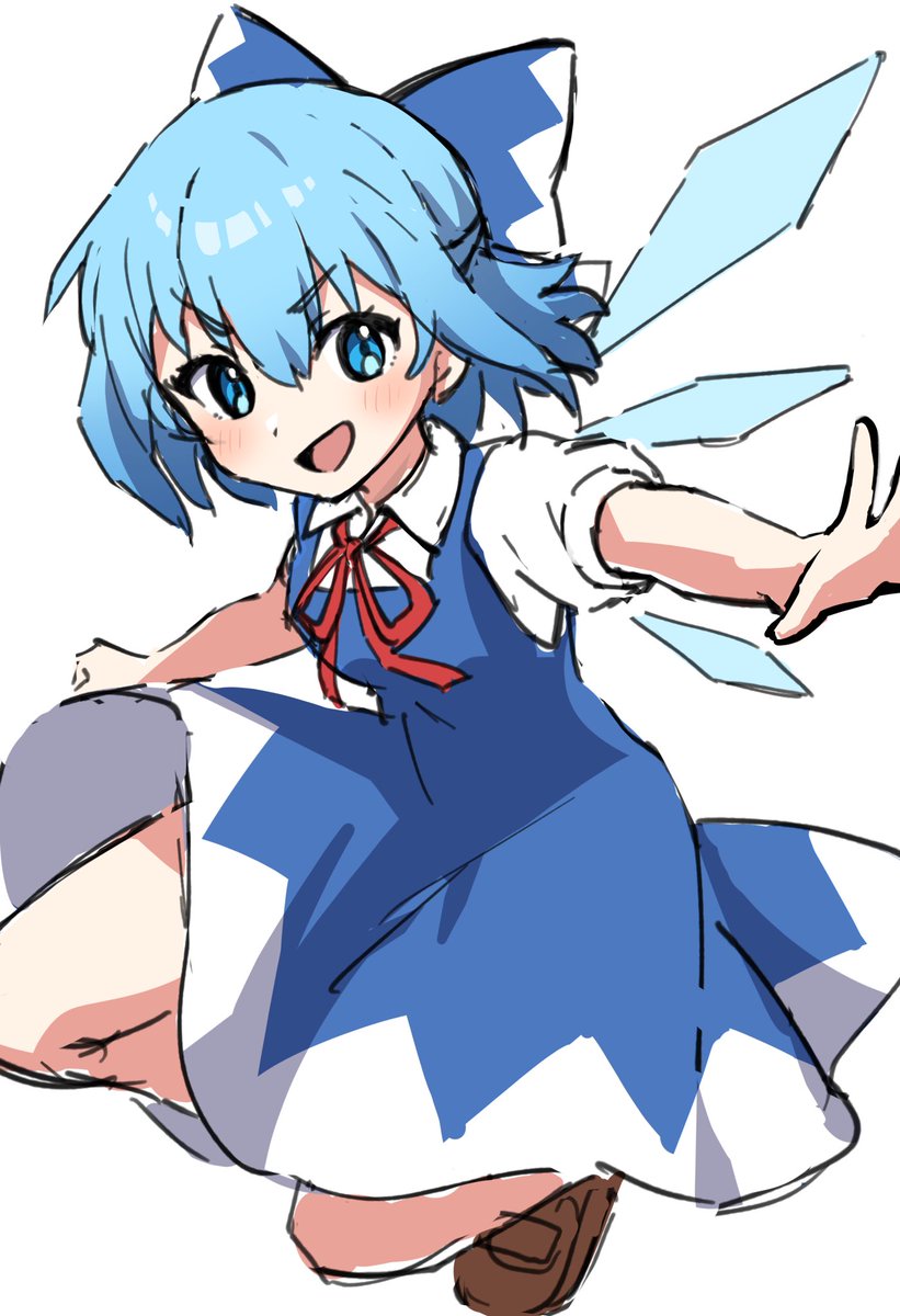 cirno 1girl solo blue hair blue eyes wings ice wings dress  illustration images